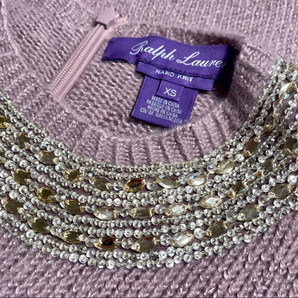 Ralph Lauren Pre-Fall ‘16 Hand Knit Embellished Jewel-neck Cashmere & Silk Shell